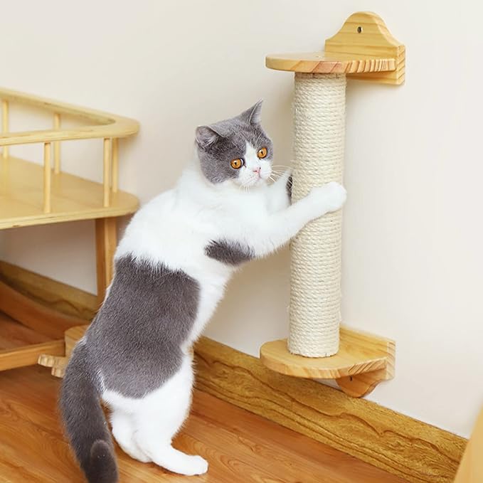 15" Cat Scratching Replacement Posts Natural Sisal Scratcher Post for Cats Cube Tower Kittens Scratch Pole Perch Interactive Toys Furniture Accessories Deterrent Tree 2 Pack Include M8 Screws White