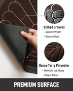tchdio Door Mat Outdoor Indoor Entrance Doormat-Semicircular Durable Rubber Non Slip Front Door Mat for Outside Inside Entry Entryway Dirt Trapper WelcomeMat for Muddy Paws and Shoes-Brown 17”x30”