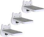 ESPETS White Painted Wooden Cat Wall Floating Steps Set of 3 - Wall Mounted Cat Floating Furniture Shelves and Perches, Sturdy Climber Stairs Ladders - Holds up 30lbs