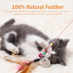 6 Pack Cat Feather Toy, Interactive Pet Kitten Chaser Teaser Wire Wand with Bell Beads for Cat Exercise Play Fun Gifts - Wholesale