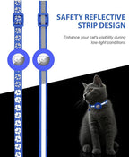 Joytale AirTag Cat Collar 2 Pack with Breakaway Safety Buckle, Reflective Cats Collar with AirTag Holder, Adjustable 7.5-12.5 Inch, Anti-Fraying Lightweight for Girl Boy Kitten, Navy Blue