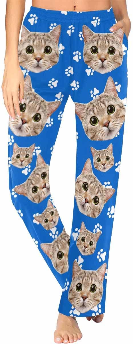 FunStudio Personalized Pajama Pants for Women Custom Photo Face Printed Pajama Bottoms with Pockets