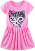 Mud Kingdom Little Girls Dresses Cotton Summer Holiday Cute Cat Dress Short Sleeve