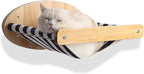 Cat Hammock Wall Mounted Large Cats Shelf - Solid Wood Cat Perches Climbing Shelf- Stripes Kitty Furniture for Sleeping, Playing, Climbing, and Lounging - Easily Holds up to 40 lbs (Stripes Hammock)