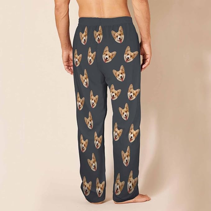 MyPupSocks Custom Pajama Pants for Pet Lover, Personalized Photo Face Printed Pajama Bottoms Sleepwear with Pockets
