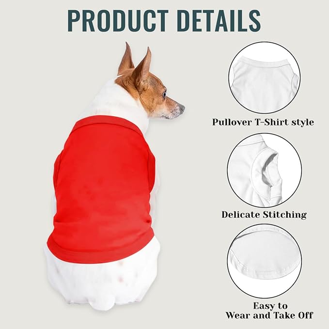 Custom Dog Clothes Shirts for Small Large Dogs Breathable Pet Shirt Customized Image Text Sleeveless Tank Tops for Puppy Cats Customize Pets Apparel Gifts, Red, XL