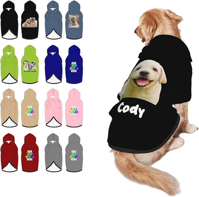 Custom Dog Hoodie with Text Photo, Personalized Pet Clothes Sweatshirt for Small/Medium/Large Dogs, Cats, L, Orange