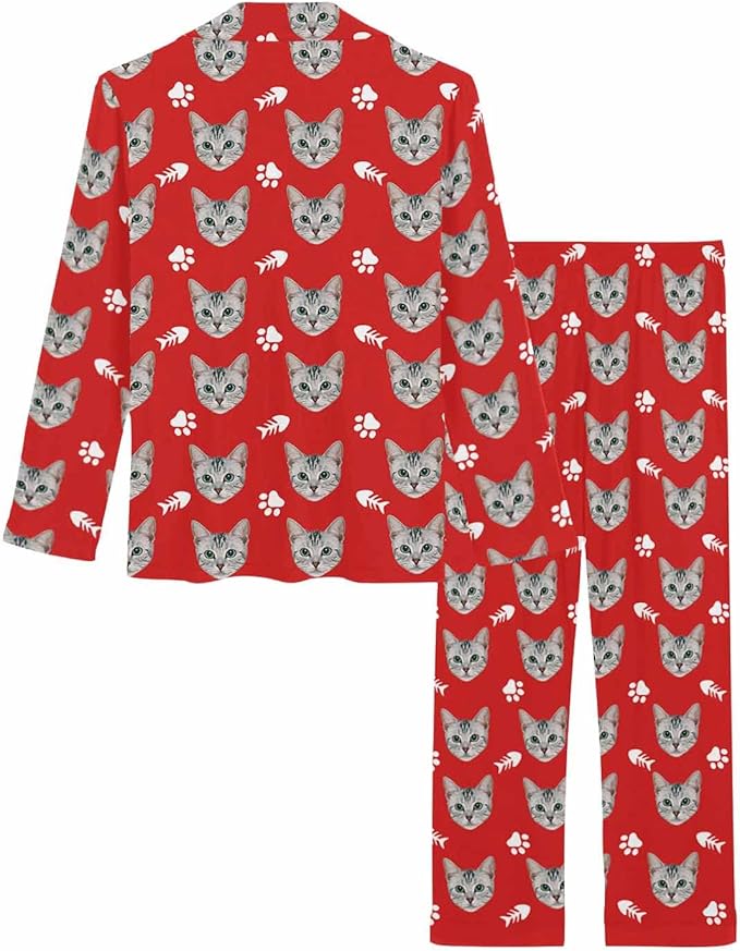 MyPupSocks Custom Face Pajamas for Women Set, Personalized Photo Long Sleepwear XS-XXL