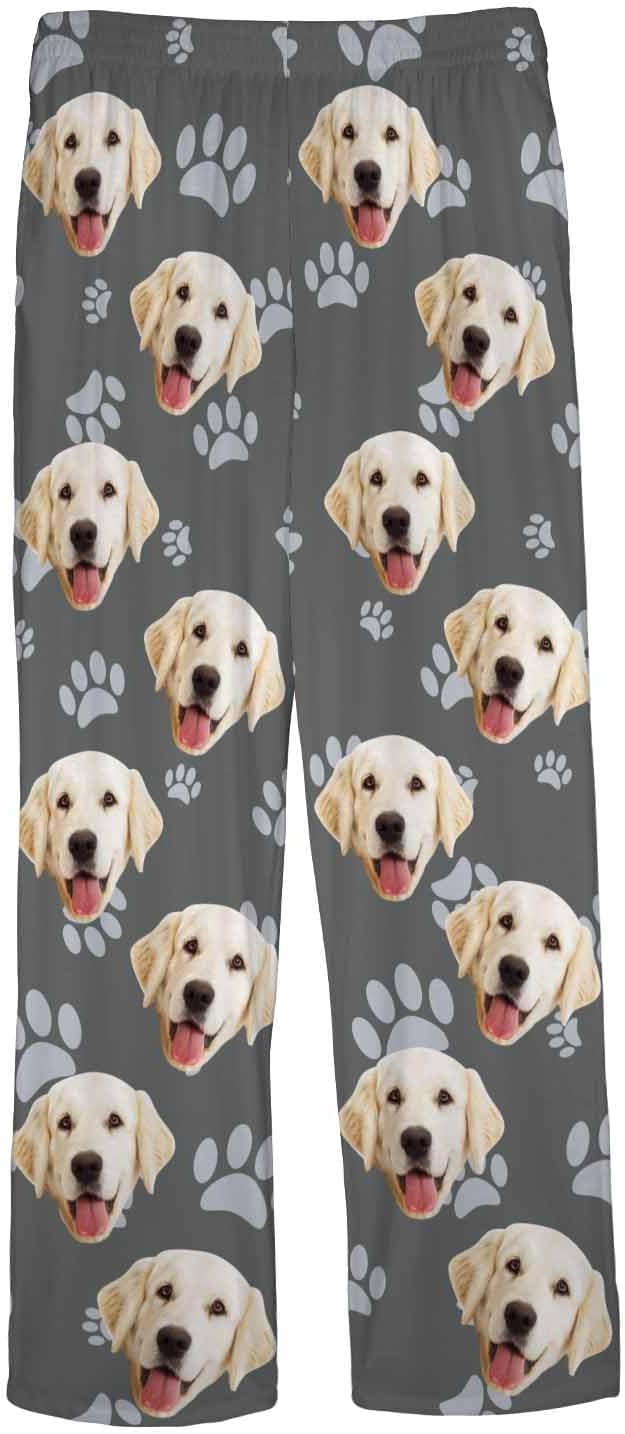 MyPupSocks Custom Pajama Pants for Pet Lover, Personalized Photo Face Printed Pajama Bottoms Sleepwear with Pockets