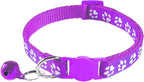 2 Pack Breakaway Cat Collars with Bells, Reflective Design and Claw Print Design, Safety Buckle, Adjustable 7.5-12.5 Inches for Kittens & Cats (Purple)