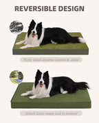 KSIIA Orthopedic Dog Bed Crate Waterproof Pet Mats for Large Dogs Deluxe Plush Washable Pet Bed with Egg Crate Foam & Removable Cover, 35 x 22 Inch, Green