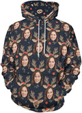 Artsadd Custom Face Unisex athletic Pockets Sweatshirt Loose Hoodie Custom Christmas Long Sleeve Sweatshirt Hooded Pullover