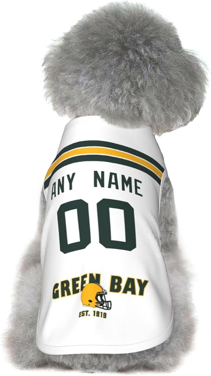 Green Bay Dog Clothes Jersey Pet Jersey Customized Any Name & Number S-5XL for Small Middle and Big Dogs
