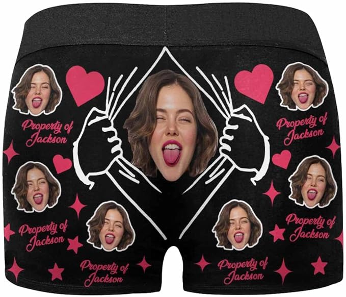 M YESCUSTOM Custom Faces Funny Short Briefs Gift for Husband Underwear