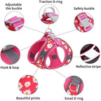 Dog Harness Small Sized Dog - No Pull Reflective Adjustable - Step-in for Small, Medium, Large Dogs & Cats- Easy Control, Comfortable Fit, and Leash Option for Walking and Training Purple Floral S