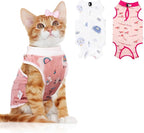 2 PCS Cat Recovery Suit Female Cat Onesie for Cats After Surgery Spay Abdominal Wounds, Kitten Surgery Recovery Suit Female Breathable E-Collar Alternative Kitten Onesie Anti Licking Medium