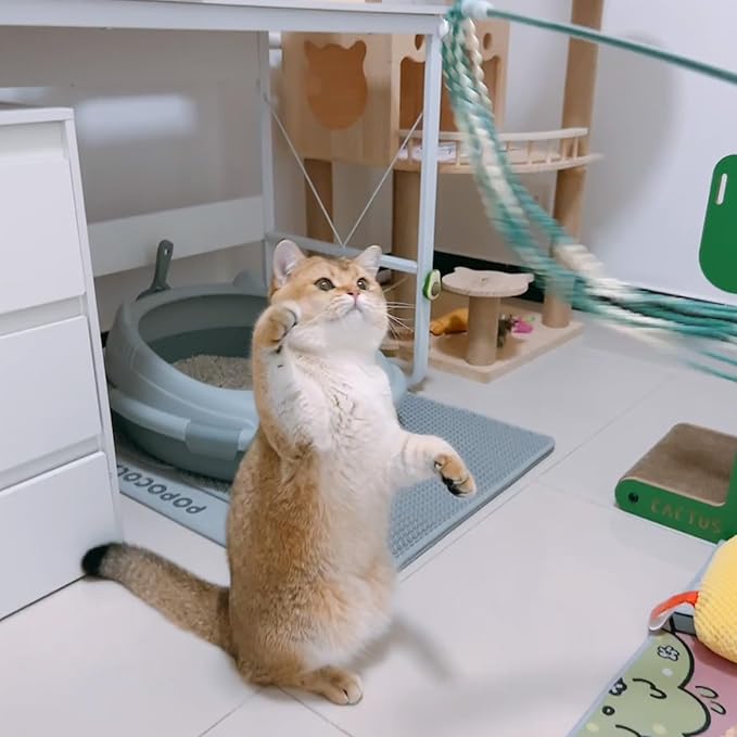 IUHKBH Cat Wand Toys, 4 PCS Plush Srtip Teaser Toy Interactive Teasing Stick Vibrant Teaser Wands with Bell for Cat Kitten Having Fun Exerciser Playing
