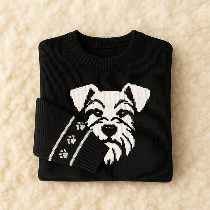 Custom Dog Knit Sweater for Women Personalized Pet Paw Print Pullover Dog Mom Gift Christmas for Pet Lovers