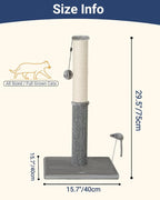 Happi N Pets 29.5" Tall Cat Scratching Post, Cat Scratchers for Indoor Cats, Sisal Scratch Post & Carpet Post in One, Stable Cat Scratch Post with Two Toys, Extra Free Toy, Light Gray
