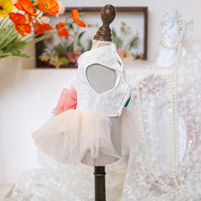 Fashion Sweet Puppy Dog Blingbling Princess Skirt Pet Dog Lace Cake Camisole Tutu Dress E-Pink L