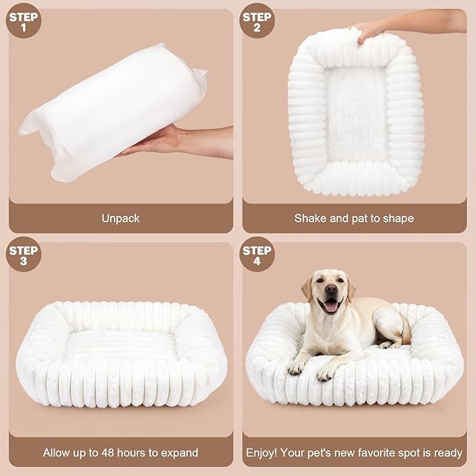 Dog Beds Large Sized Dog, Washable Self Warming Dog Cat Bed Rectangle Orthopedic Large Pet Sofa, Super Soft Plush Rabbit Fur Pet Couch Cute Cat Bed with Removable Zipper Cover & Anti-Slip Bottom