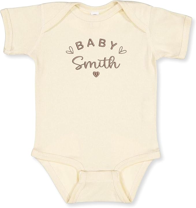 COUPLEHOODIES Personalized Baby Onesie Bodysuit – Custom Embroidery Gift for Pregnancy Reveal Baby Shower or First Grandchild