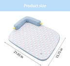 All-Season Ice Fabric Cat Bed with Cushioned Pillow/Play Ball/Washable Mat for Cats, Kittens & Small Pets (Blue, 21"x15"x4")