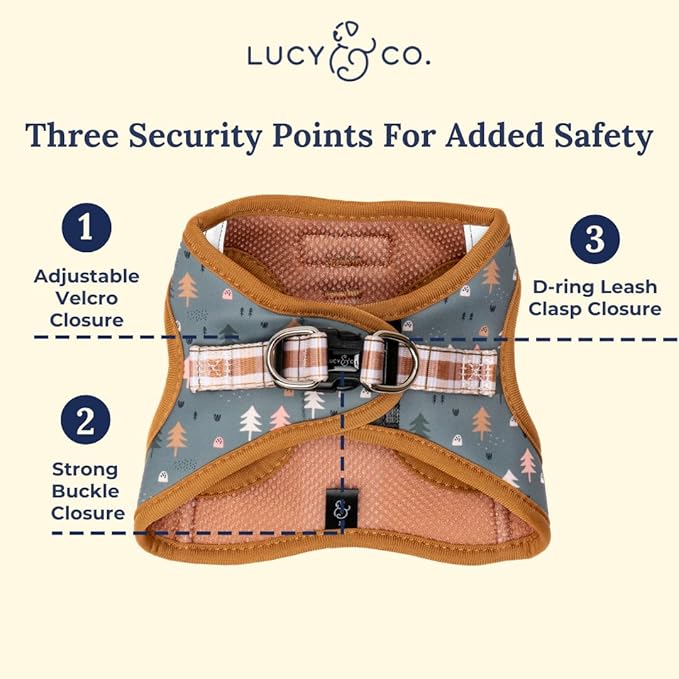 Lucy & Co. Take a Hike Step-in Cat Harness & Leash Bundle – Reflective, Breathable & Adjustable Harness for Cats, Kittens & Small Dogs, Lightweight & Secure and Dual Leash Clips – Large