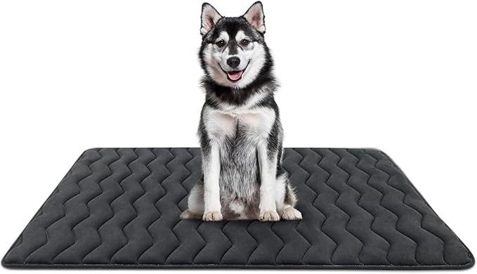 Bubble bear Dog Crate Mat - Upgraded Thick, Ultra Soft, Washable & Anti-Slip Kennel Pad for Small/Medium/Large Dogs, Dark-Hued to Hide Stains (48"x30")