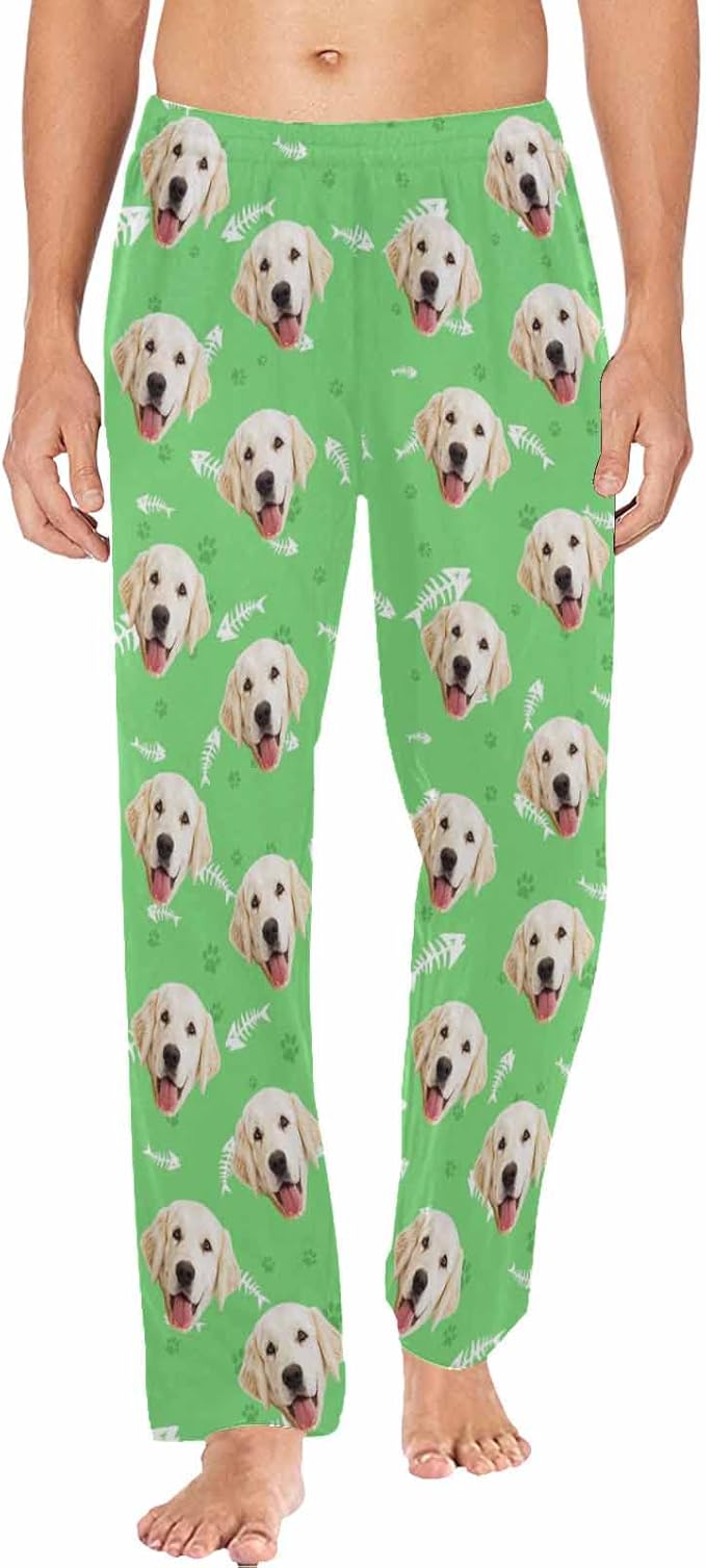 MyPupSocks Custom Pet Face Pajamas Pants Photo Pajama Bottoms for Men S-XXL