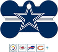 GoTags Personalized Dallas Cowboys Dog Tag, Brass Metal Bone Shape Pet ID Tag Engraved with Name and Custom Text, Every NFL Football Team Pet Apparel (Large)