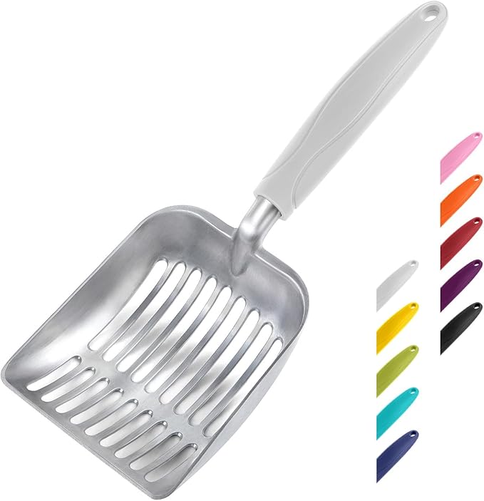 WePet Cat Litter Scoop, Aluminum Alloy Sifter, Kitty Metal Scooper, Deep Shovel, Long Handle, Poop Sifting, Kitten Pooper Lifter, Durable, Heavy Duty, for Litter Box