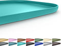 Silicone Pet Feeding Mat with Raised Edge for Food and Water, Dog Bowl Mats, Cat Bowls Placemat with High Lip for Floor Waterproof, Rubber Tray for Cats and Dogs 19 x 12 x0.7 Dark Turquoise