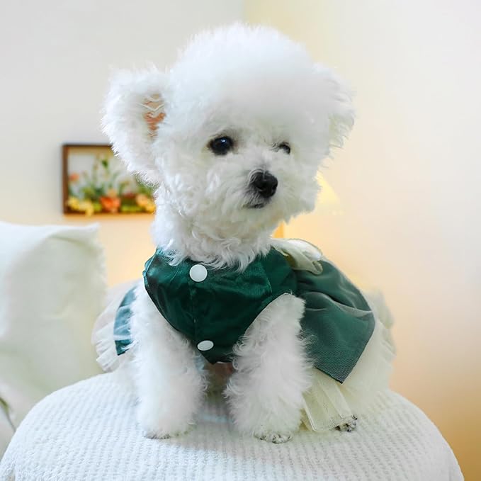 Fashion Sweet Puppy Dog Blingbling Princess Skirt Pet Dog Lace Cake Camisole Tutu Dress H-Dark Green M
