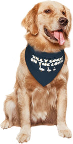 Silly Goose on The Loose Triangle Dog Bandana,Summer Bandana Funny Triangle Dogs Scarf Handkerchief Soft Adjustable Puppy Bandanas (Ink Blue)