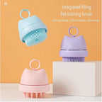 Silicone Cat Bath Brush - Soft Pet Grooming Tool with Integrated Shampoo Dispenser | Gentle Massage Bristles for Cats & Small Dogs(Pink)