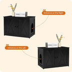 Dwanton Litter Box Enclosure, Cat Litter Box Furniture Hidden, Reversible Entrance Can Be on Left or Right Side, Wooden Cat Washroom Indoor, Black, 27.6 Inches
