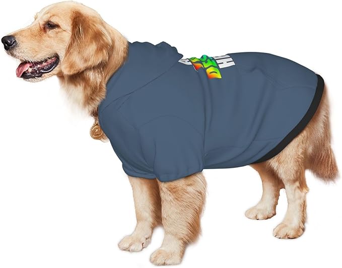Personalized Pet Sweatshirt, Custom Dog Clothes Hooded with Pocket, Customize Hoodies for Dogs, Puppy, Cat,XXL, Indigo-Blue