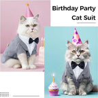 DENTRUN Cat Tuxedo Outfit, Sphynx Cat Costume Formal Suit with Bow Tie, Stylish Cat Shirt Fashion Apparel Fancy Clothes, Kitten Formal Attire Wedding Onesie Costume for Cats Only