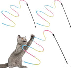 Cat Wand Rainbow Toy, 3pcs Rainbow Ribbon Cat Wand for Kittens Training Rainbow Ribbon Cat Interactive Catcher Wand Stick Toy for Kitten Cat Indoor Exerciser Playing(30cm)