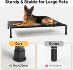 Veehoo Elevated Dog Bed Large Sized with Fluffy Plush Bolster Cushion, Washable Orthopedic Dog Couch Bed, Cooling Raised Pet Cot with Removable Mat, Breathable Mesh, No-Slip Feet, 42 x 30 inches, Grey