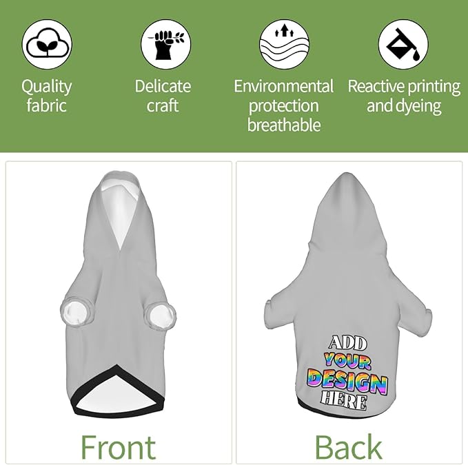 Custom Dog Hoodie Personalized Dog Sweatshirt, Dog Clothes for Small Dogs Customizable, Silver, XXL, Ropa para Perros Pequeños Customized Pets Puppy Clothes, Personalized Gifts