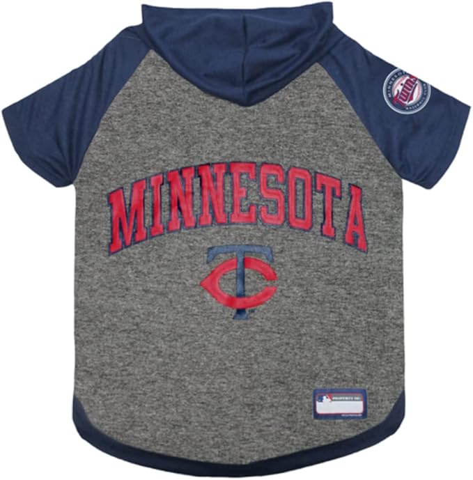 MLB Hoodie Shirt for Dogs & Cats - Minnesota Twins Dog Hooded T-Shirt, Large. - MLB Team Color Hoody Vest for Baseball Fans
