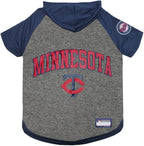 MLB Hoodie Shirt for Dogs & Cats - Minnesota Twins Dog Hooded T-Shirt, Large. - MLB Team Color Hoody Vest for Baseball Fans