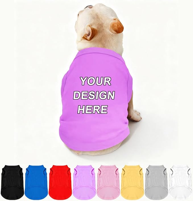 Personalized Dog Shirt Custom Pet T Shirts for Small Large Dogs Customized Puppy Clothes with Name Logo Picture Breathable Pets Sleeveless Vest Apparel Gifts, Light-Purple, M