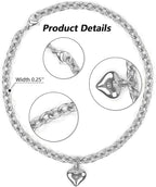 HOWWFALY Dog Collar and Cat Chain Necklace Stainless Steel Adjustable 18K Sliver Heart-Shaped Necklace for Small Pets Cats Kitten Puppy (Sliver, 10 inch)