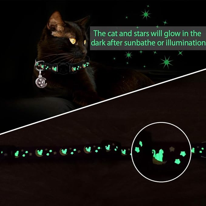 2Pcs Breakaway Cats Collars Cat Collars for Boy & Girl Cats Adjustable Kitten Collars with Bell,Black+Gray
