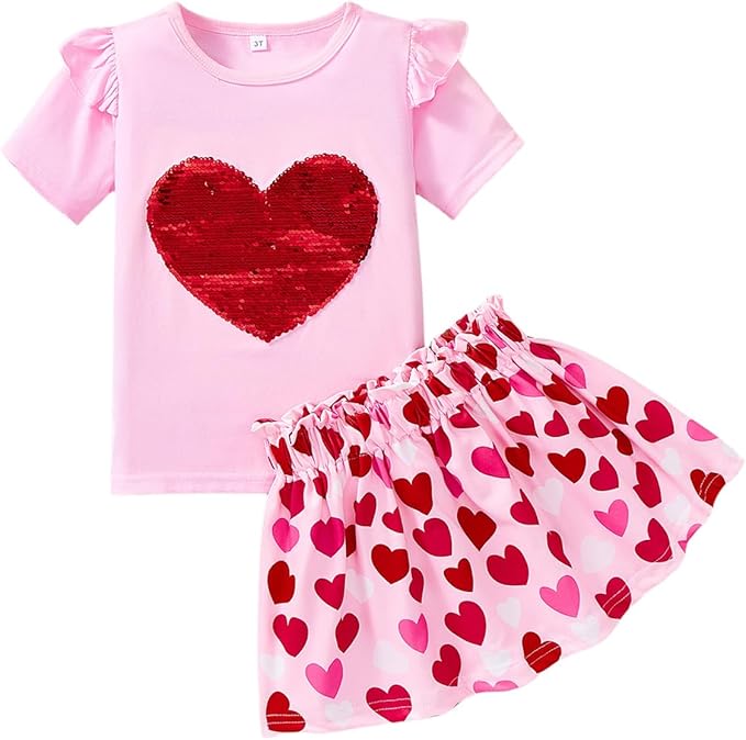 Akyzic Little Girl Skirt Outfit Two Piece Spring Summer Outfit Butterfly Dress Cat Print Skirt Toddler Girl Outfit Set
