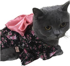 WeeH Dog Costume Halloween Cat Clothing Cosplay Japan Kimono Pet Clothes for Doggy Kitty Rabbits Pig Fun, Black, Medium