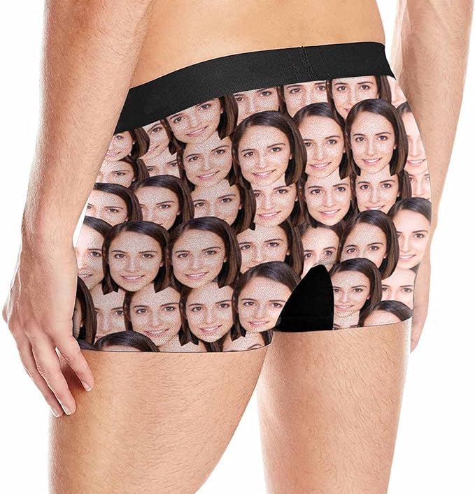 M YESCUSTOM Custom Faces Funny Short Briefs Gift for Husband Underwear